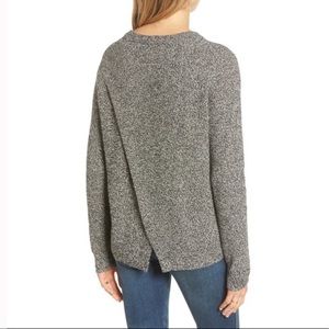 Madewell Province Gray Criss Cross Back Cotton Blend Knit Sweater
